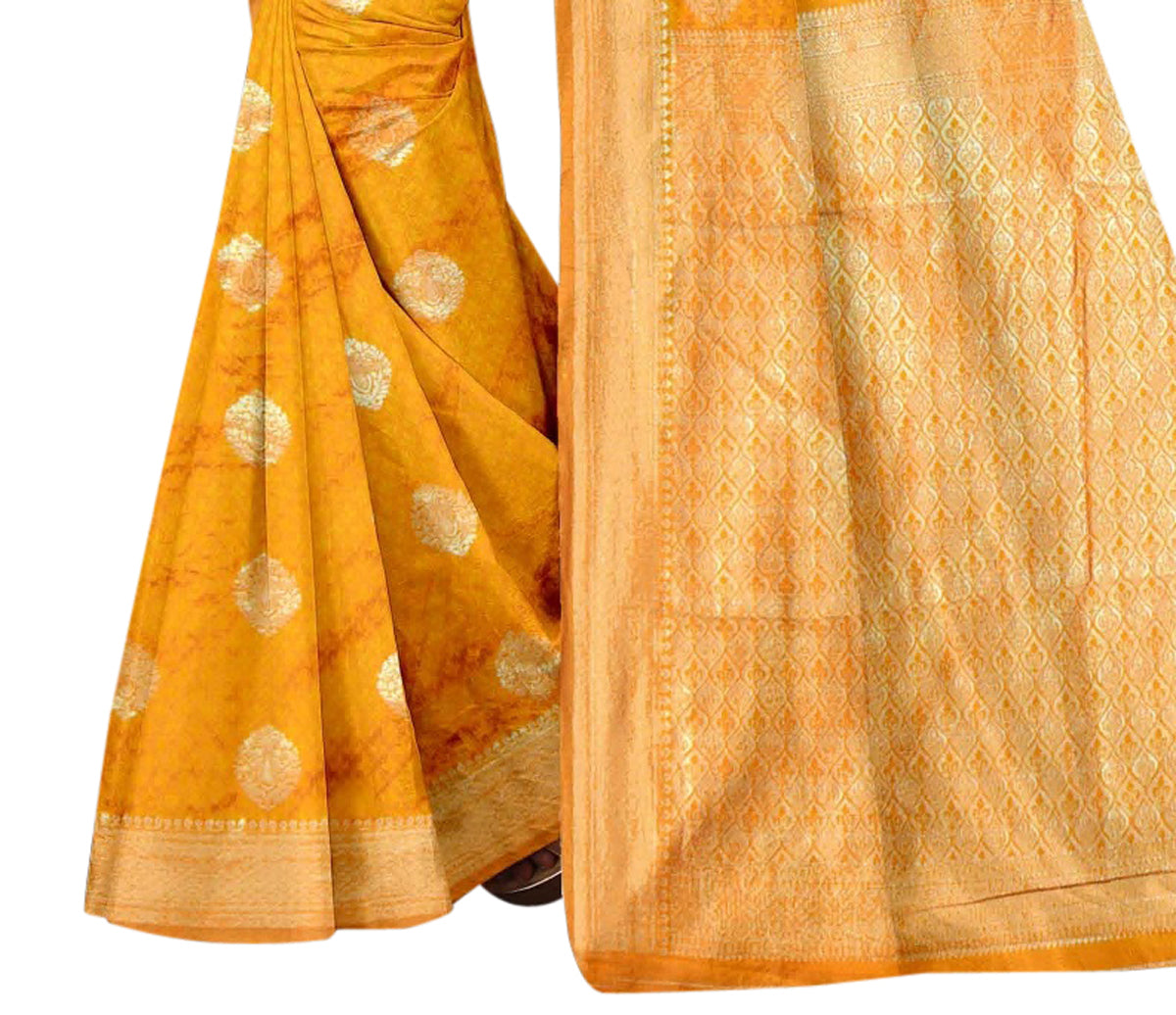 Vamika Mustard Weaving Banarasi Jacquard Saree | Grocsy