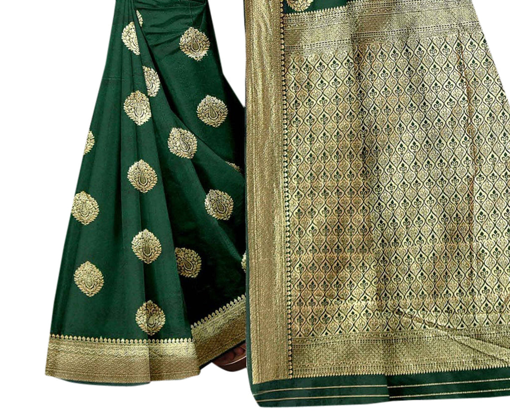 Vamika Green Weaving Banarasi Jacquard Saree | Grocsy