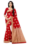 Vamika Red Weaving Banarasi Jacquard Saree | Grocsy