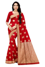 Vamika Red Weaving Banarasi Jacquard Saree | Grocsy