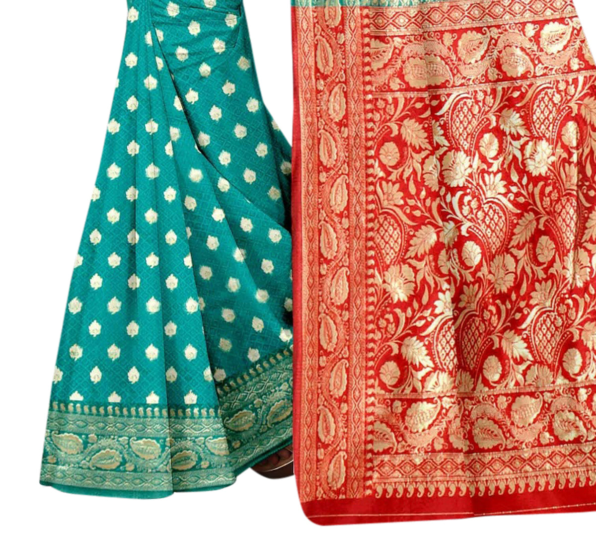 Vamika Rama Green Weaving Banarasi Jacquard Saree | Grocsy