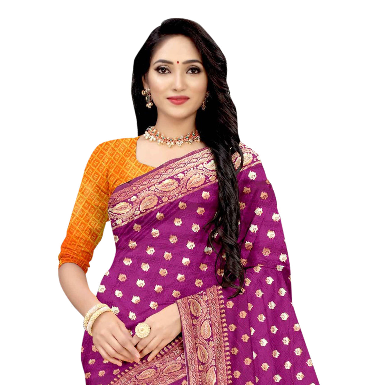 Vamika Purple Weaving Banarasi Jacquard Saree | Grocsy