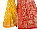 Vamika Mustard Weaving Banarasi Jacquard Saree | Grocsy