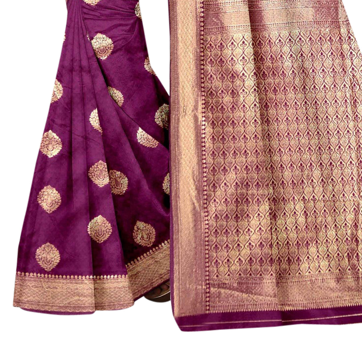 Vamika Purple Weaving Banarasi Jacquard Saree | Grocsy
