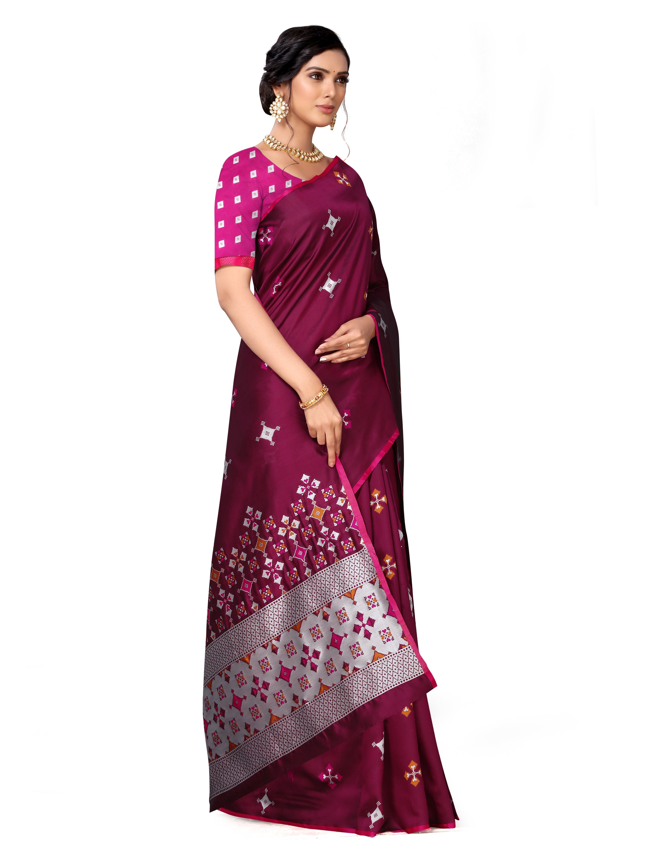 Vamika Weaving Banarasi Jacquard Maroon Kanjivaram Saree | Grocsy