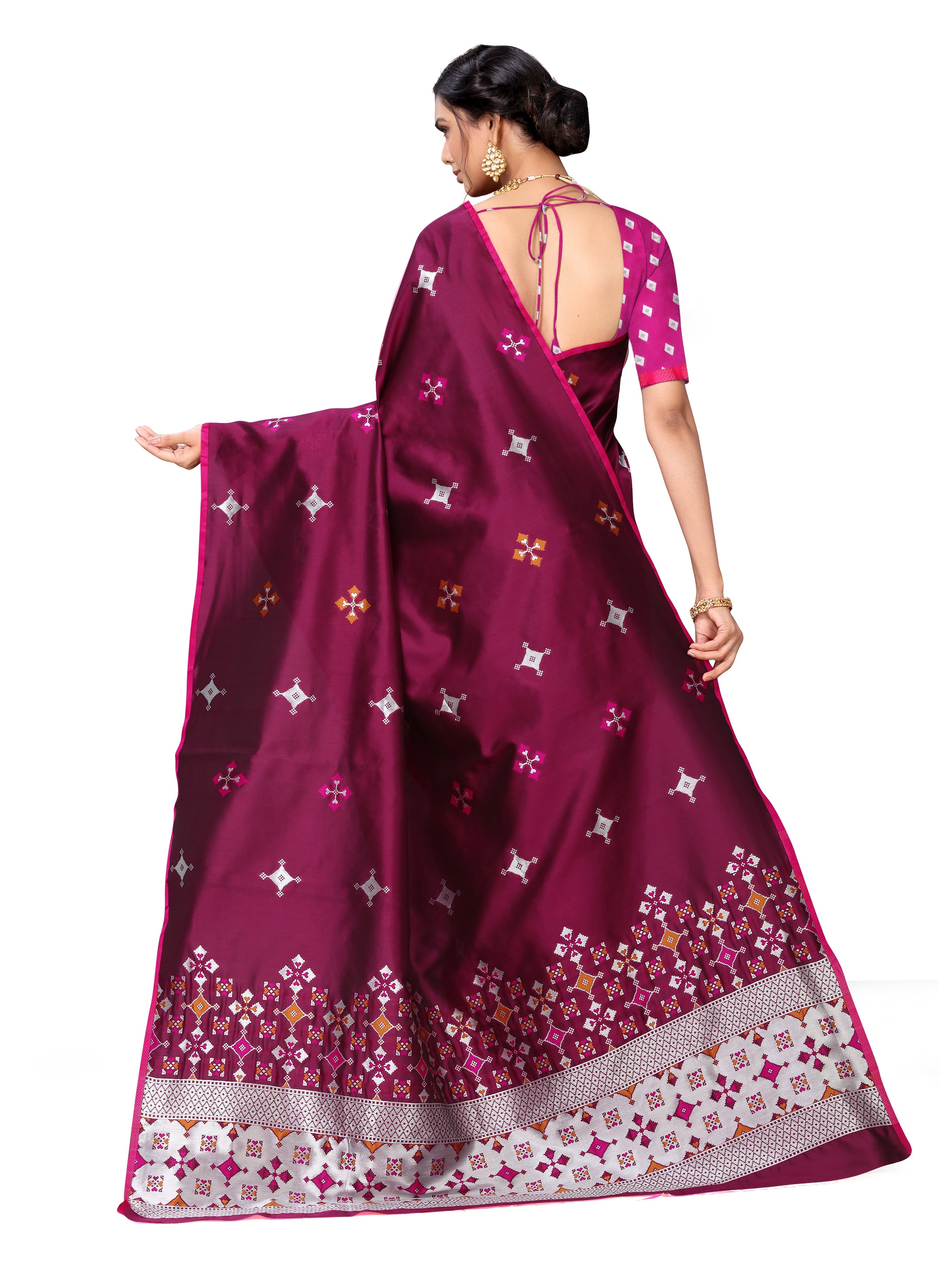 Vamika Weaving Banarasi Jacquard Maroon Kanjivaram Saree | Grocsy