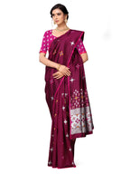 Vamika Weaving Banarasi Jacquard Maroon Kanjivaram Saree | Grocsy