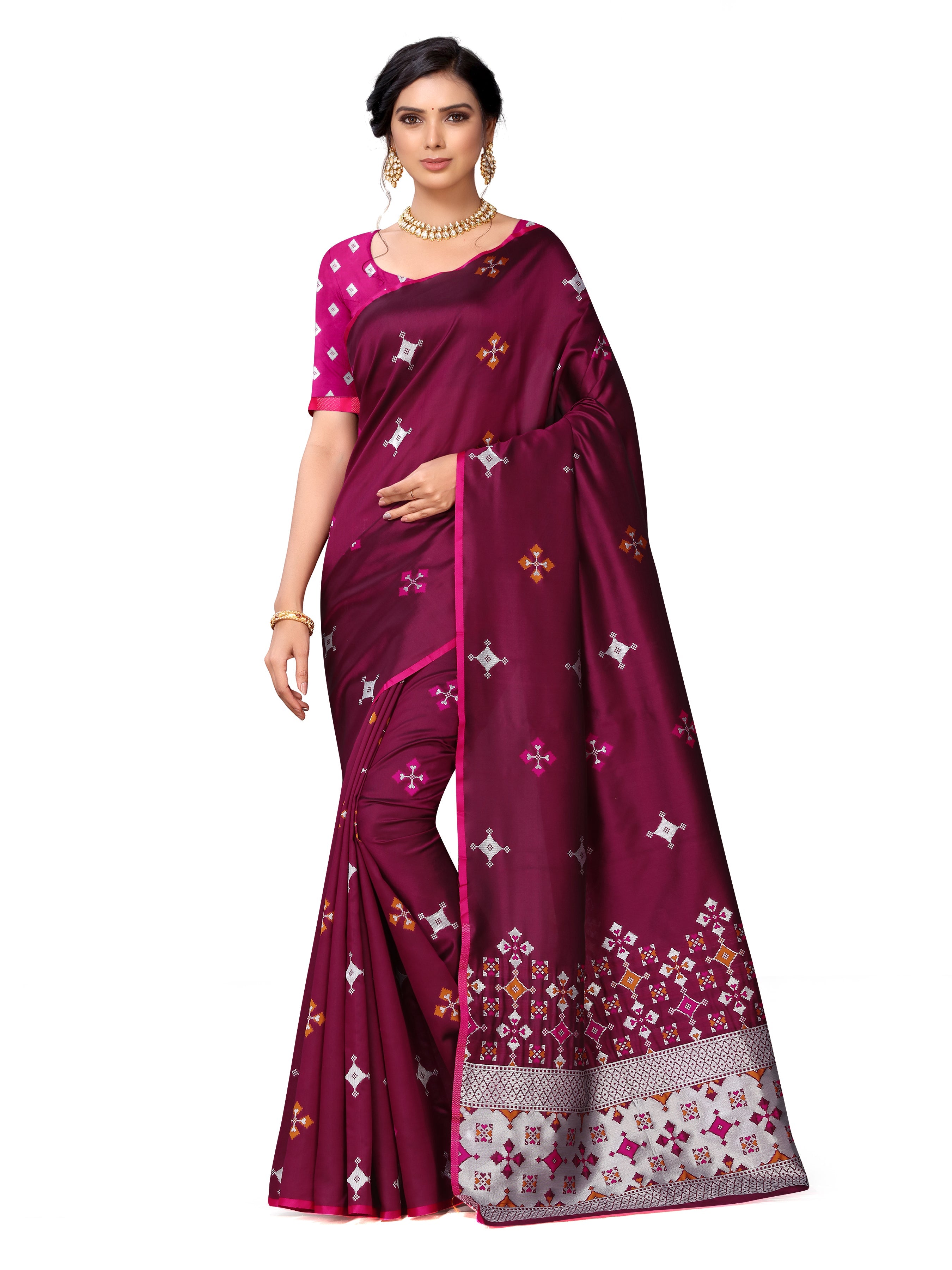 Vamika Weaving Banarasi Jacquard Maroon Kanjivaram Saree | Grocsy