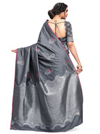 Vamika Weaving Banarasi Jacquard Grey Kanjivaram Saree | Grocsy