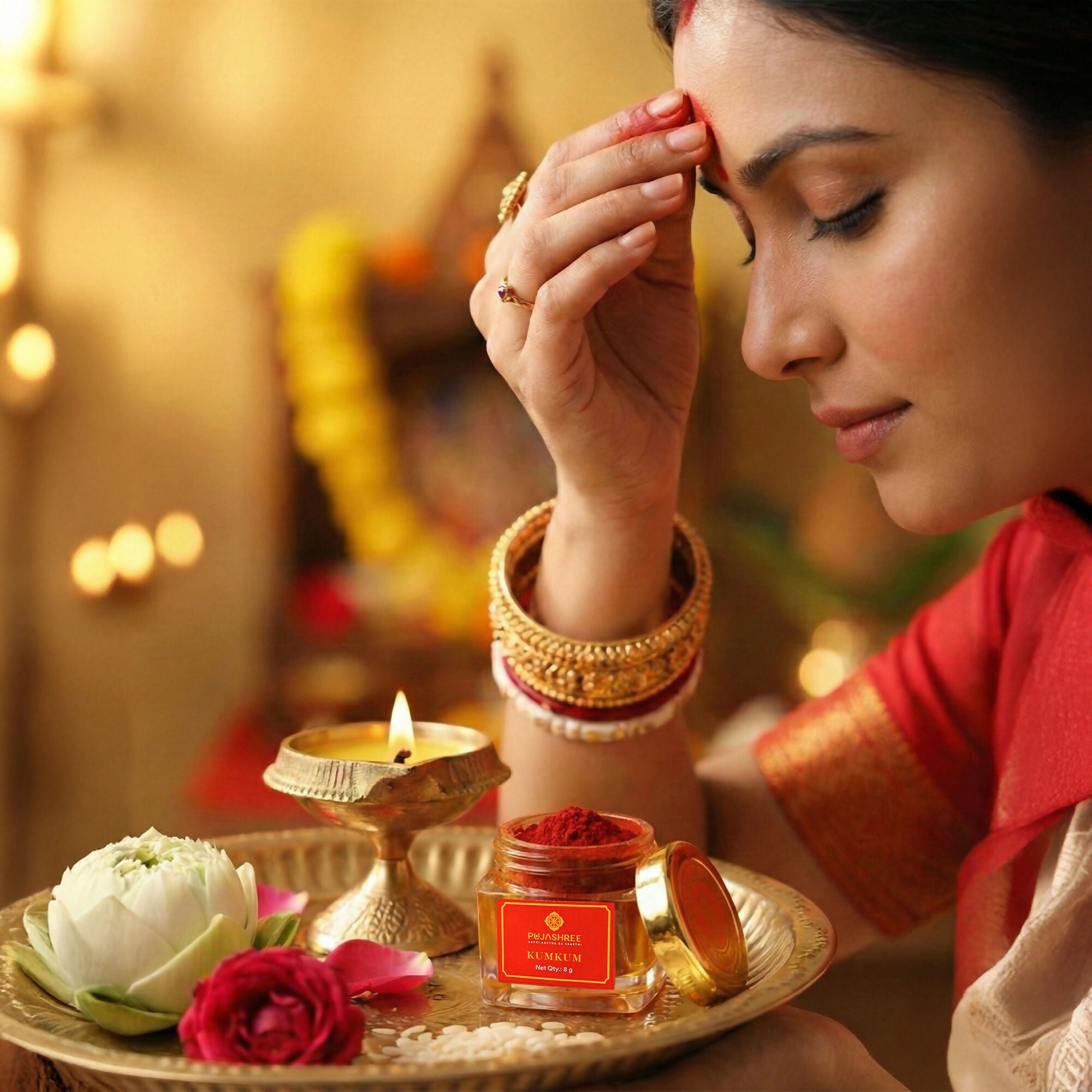 Pujashree KumKum – Pure Religious Tilak Powder for Daily Puja & Festivals | Grocsy