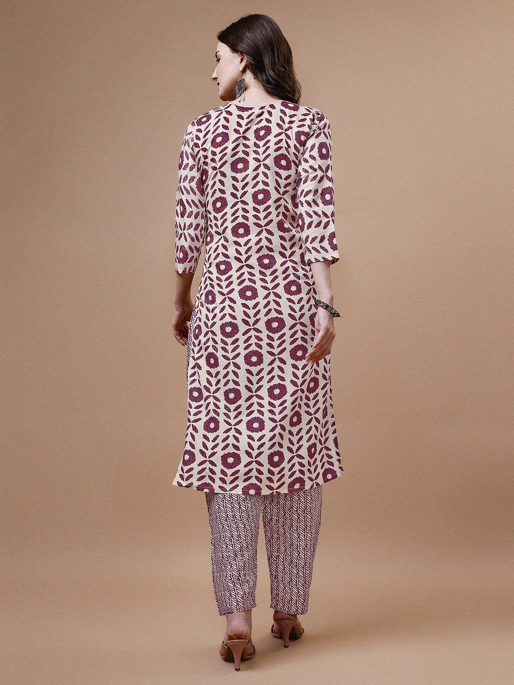 Women Tie Up Tassel Neck Printed Kurta With Pant, Multicolor - Hiral Fashion | Grocsy