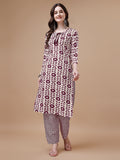 Women Tie Up Tassel Neck Printed Kurta With Pant, Multicolor - Hiral Fashion | Grocsy