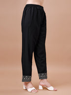 Embroidered Chevron Printed Cotton Kurta With Pant, Multicolor - Hiral Fashion | Grocsy