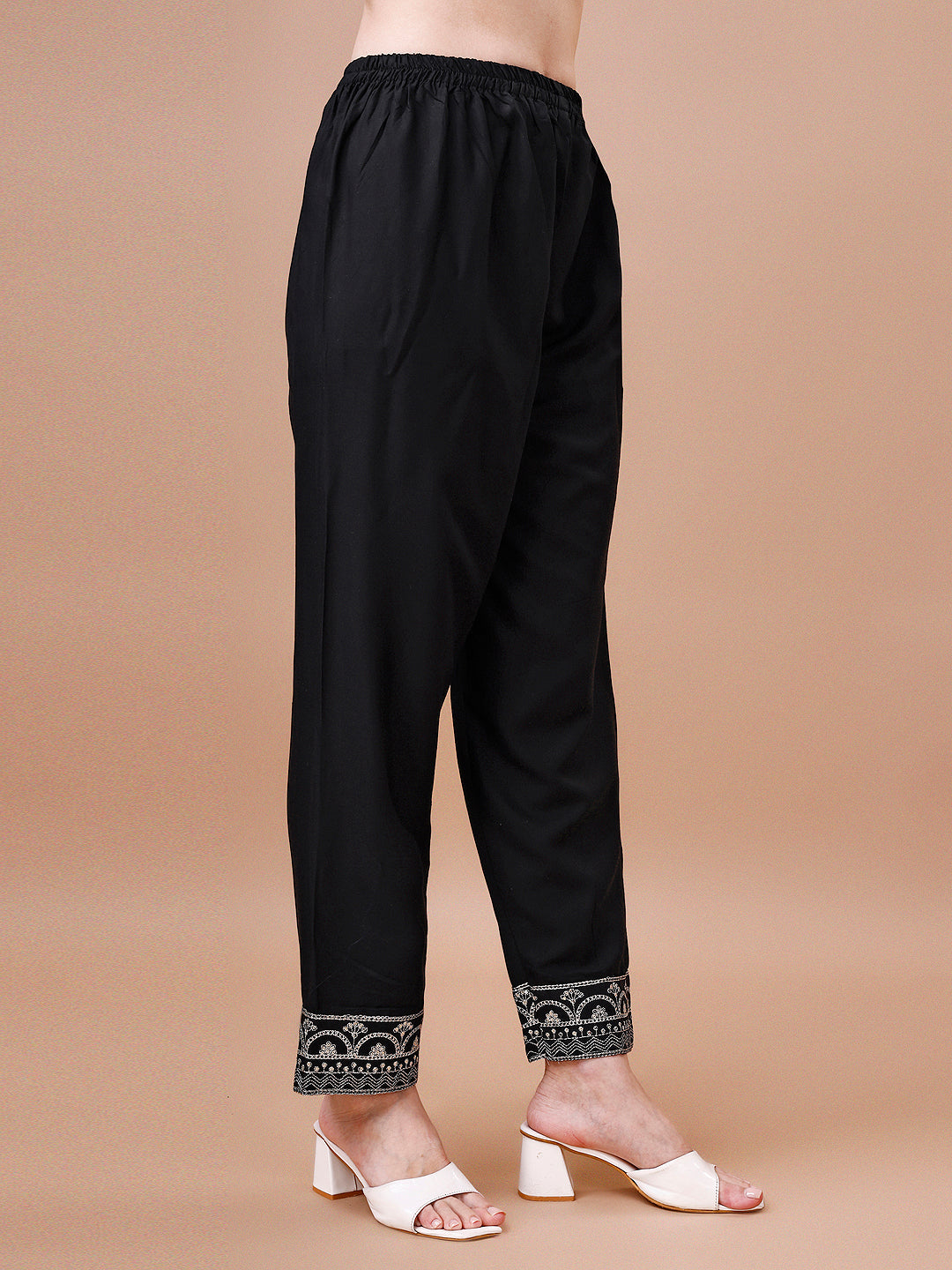 Embroidered Chevron Printed Cotton Kurta With Pant, Multicolor - Hiral Fashion | Grocsy