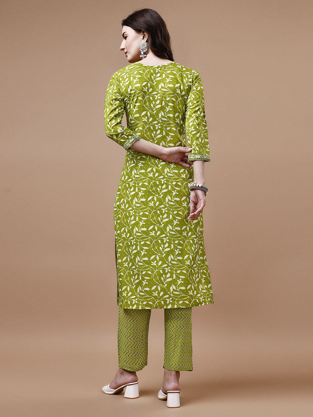 Embroidered & Floral Printed Cotton Kurta With Pant & Dupatta Set, Multicolor - Hiral Fashion | Grocsy