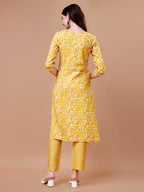 Embroidered & Floral Printed Cotton Kurta With Pant & Dupatta Set, Multicolor - Hiral Fashion | Grocsy