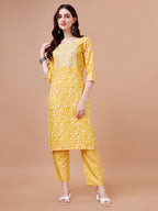 Embroidered & Floral Printed Cotton Kurta With Pant & Dupatta Set, Multicolor - Hiral Fashion | Grocsy