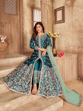 Myra Rama Art silk Embroidered Pant Style Anarkali Suit | Grocsy