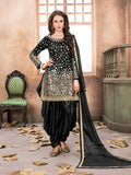 Myra Black Tafeta Silk Patiyala Suit | Grocsy