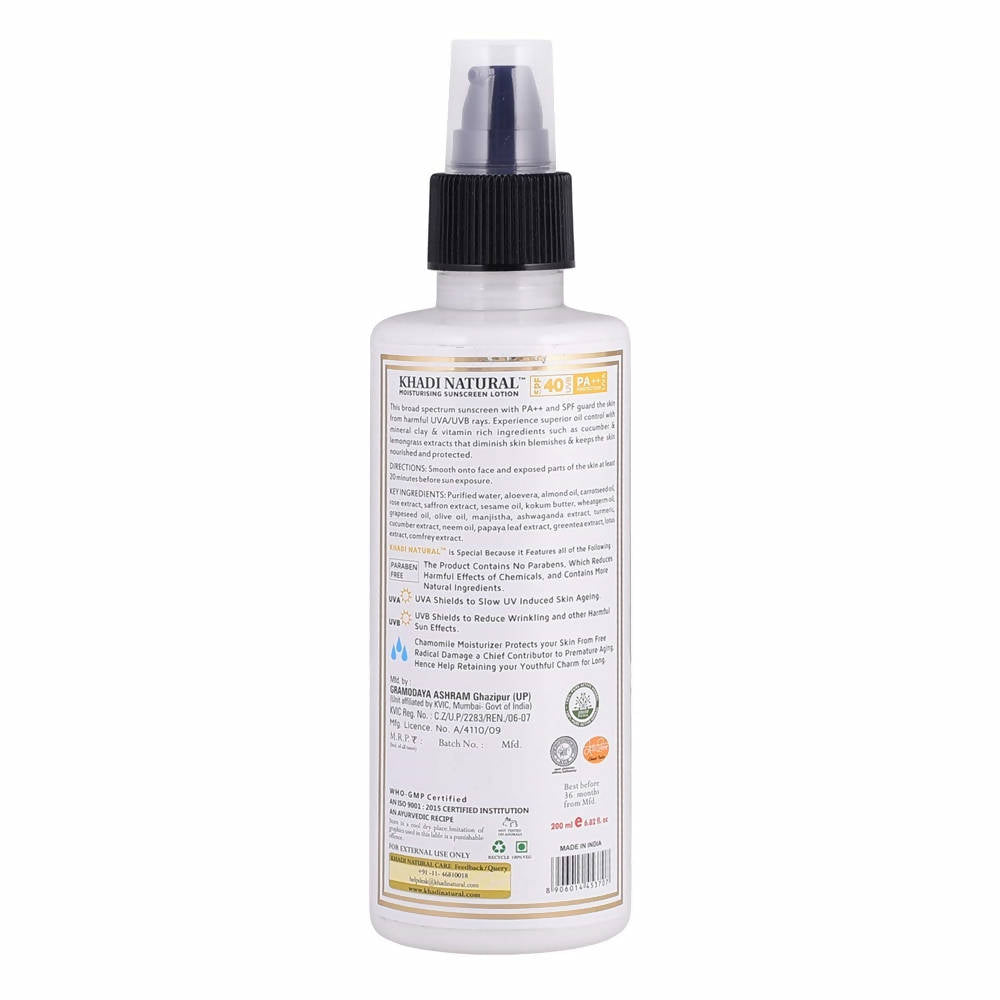 Khadi Natural Moisturising Sunscreen Lotion SPF 40 | Grocsy