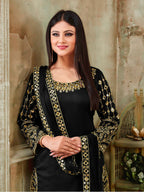 Myra Black Art Silk Real Glass Work Suit | Grocsy