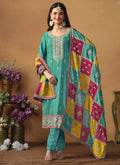 Vegaa Fashion Sky Blue Chinon Silk Embroidered Salwar Suit | Grocsy