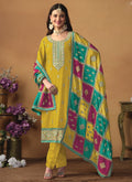 Vegaa Fashion Yellow Chinon Silk Embroidered Salwar Suit | Grocsy