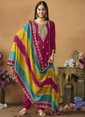 Vegaa Fashion Rani Pink Chinon Silk Embroidered Salwar Suit | Grocsy