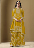 Vegaa Fashion Yellow Art Silk Embroidered Designer Palazzo Suit | Grocsy