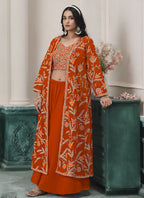 Vegaa Fashion Orange Faux Georgette Embroidered Western Sharara Suit | Grocsy