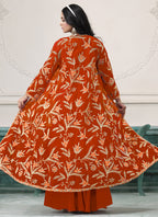 Vegaa Fashion Orange Faux Georgette Embroidered Western Sharara Suit | Grocsy