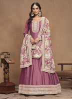 Vegaa Fashion Onion Pink Art Silk Embroidered Anarkali Suit | Grocsy