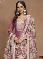 Vegaa Fashion Onion Pink Art Silk Embroidered Anarkali Suit | Grocsy