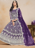 Vegaa Fashion Violet Net Embroidered Designer Anarkali Suit | Grocsy