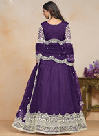 Vegaa Fashion Violet Net Embroidered Designer Anarkali Suit | Grocsy