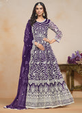 Vegaa Fashion Violet Net Embroidered Designer Anarkali Suit | Grocsy