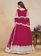 Vegaa Fashion Pink Net Embroidered Designer Anarkali Suit | Grocsy