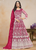 Vegaa Fashion Pink Net Embroidered Designer Anarkali Suit | Grocsy