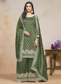 Vegaa Fashion Mahendi Silk Embroidered Designer Palazzo Suit | Grocsy