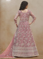 Vegaa Fashion Onion Pink Net Embroidered Anarkali Suit | Grocsy