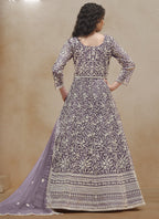Vegaa Fashion Light Purple Net Embroidered Anarkali Suit | Grocsy