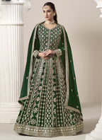 Vegaa Fashion Green Faux Georgette Embroidered Anarkali Suit | Grocsy