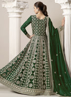 Vegaa Fashion Green Faux Georgette Embroidered Anarkali Suit | Grocsy