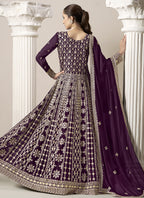 Vegaa Fashion Wine Faux Georgette Embroidered Anarkali Suit | Grocsy