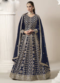 Vegaa Fashion Navy Blue Faux Georgette Embroidered Anarkali Suit | Grocsy