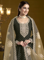 Vegaa Fashion Black Chanderi Butti Embroidered Anarkali Suit | Grocsy