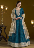Vegaa Fashion Royal Blue Chanderi Butti Embroidered Anarkali Suit | Grocsy
