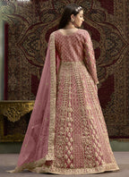 Vegaa Fashion Light Pink Net Embroidered Anarkali Suit | Grocsy