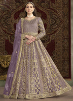 Vegaa Fashion Lavender Net Embroidered Anarkali Suit | Grocsy