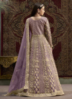 Vegaa Fashion Lavender Net Embroidered Anarkali Suit | Grocsy